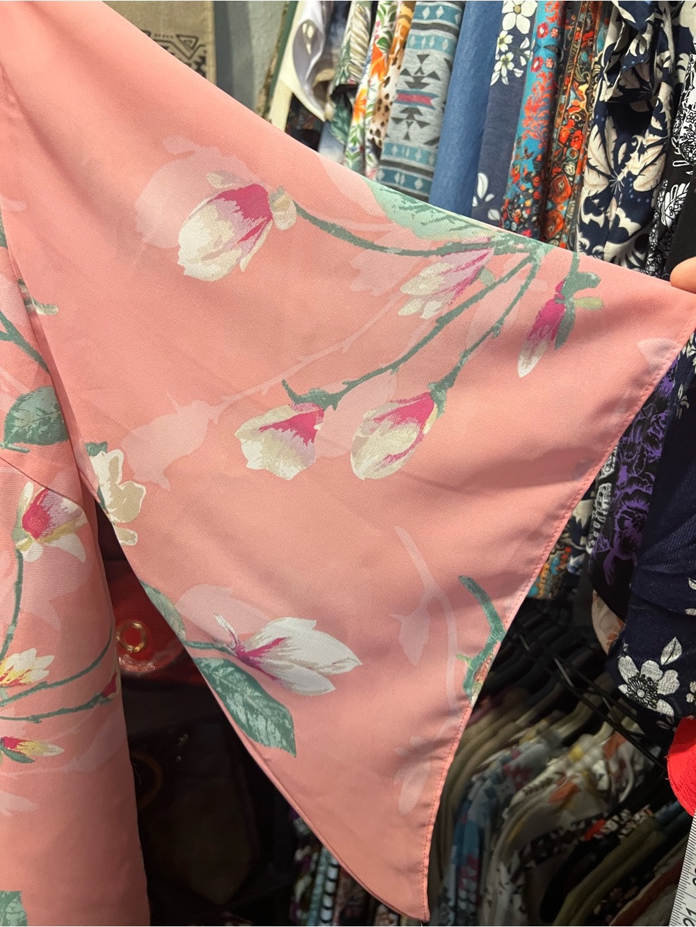 Belle by Kim Gravel Coral Pink Floral Tunic with Embroidered Placket - Picture 4 of 4